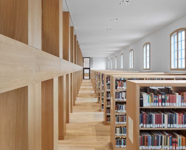 What type of wood flooring is used in public libraries?